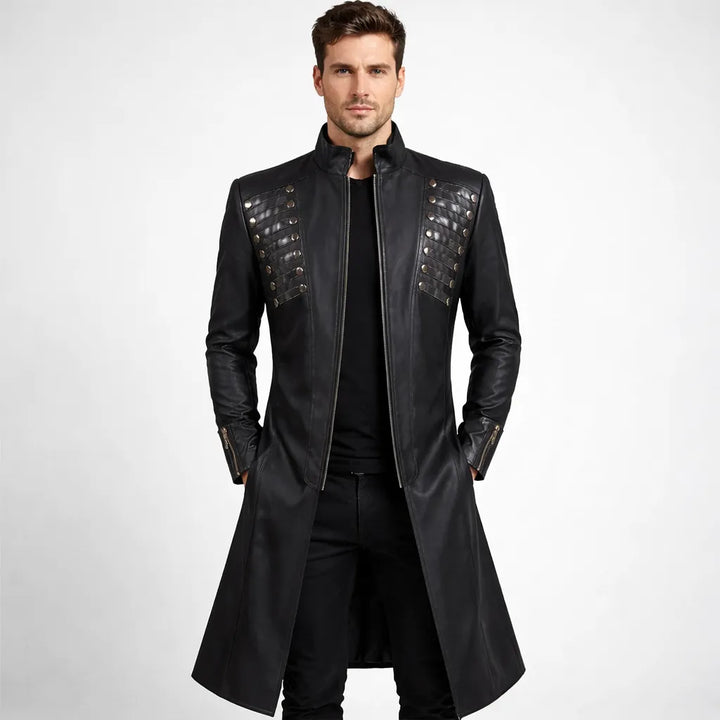 Men's Steampunk Leather Coat Design Style
