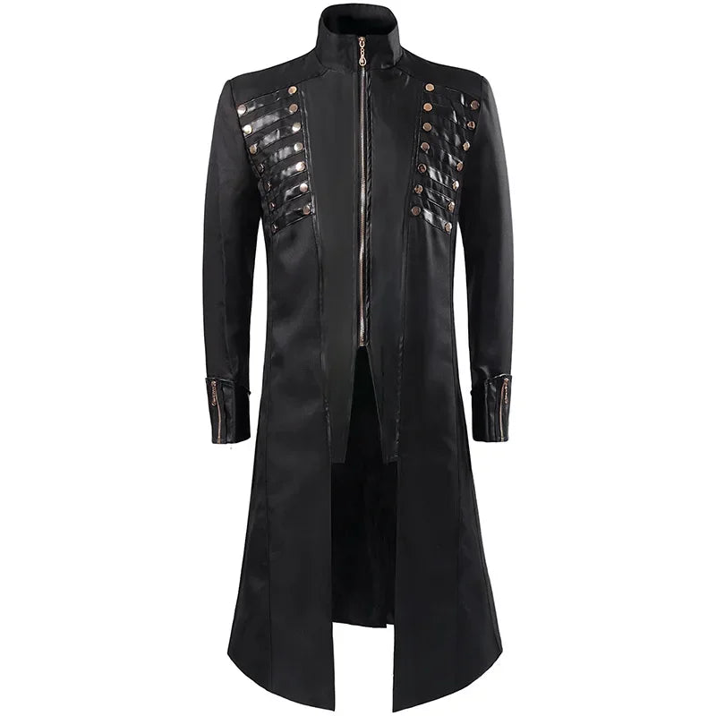 Men's Steampunk Leather Coat Design Unique