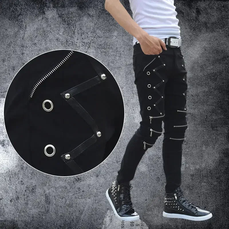 Men's Steampunk Skinny Jeans With Zippers – industrial design