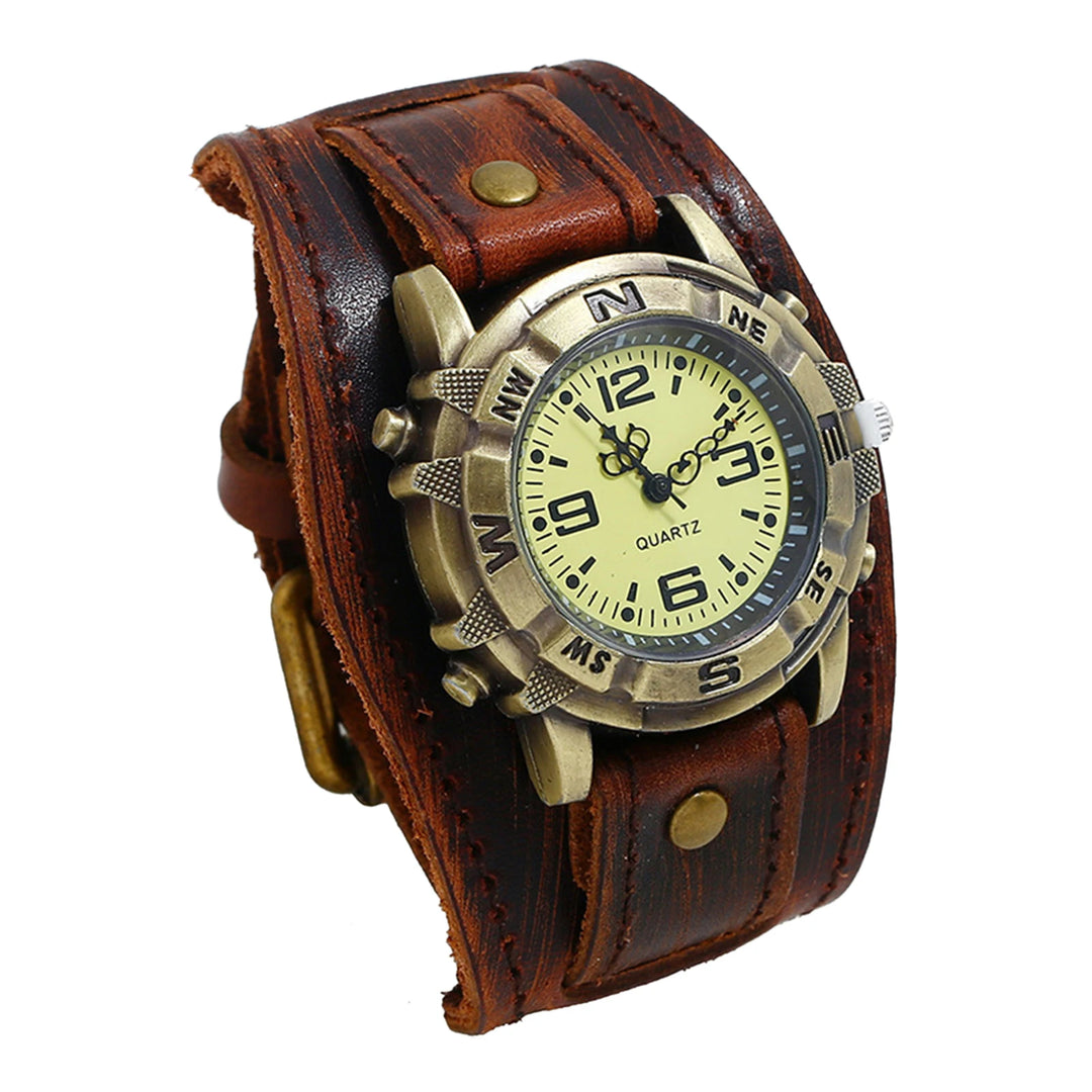 Mens Retro Steampunk Watch Genuine Leather – classic design