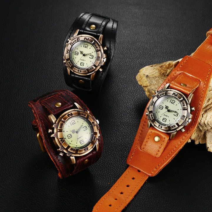 Mens Retro Steampunk Watch Genuine Leather – timeless fashion