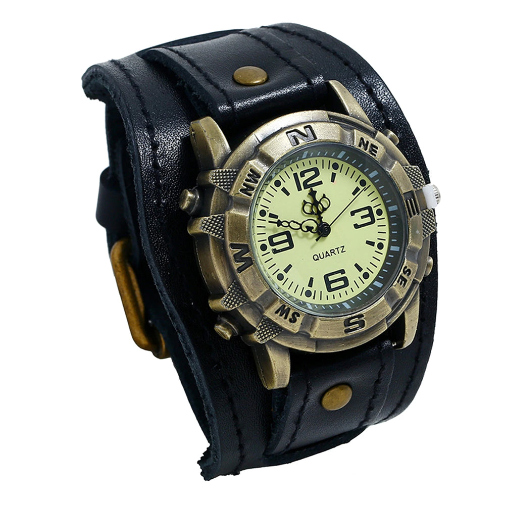 Mens Retro Steampunk Watch Genuine Leather – vintage style