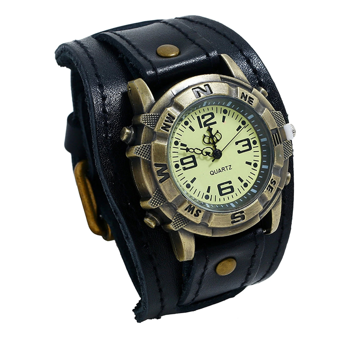 Mens Retro Steampunk Watch Genuine Leather – vintage style