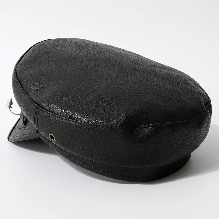 Military Steampunk Leather Hat With Rivets – rugged look