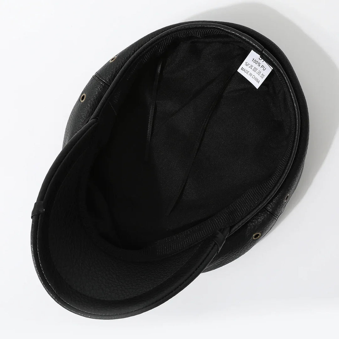Military Steampunk Leather Hat With Rivets – vintage design