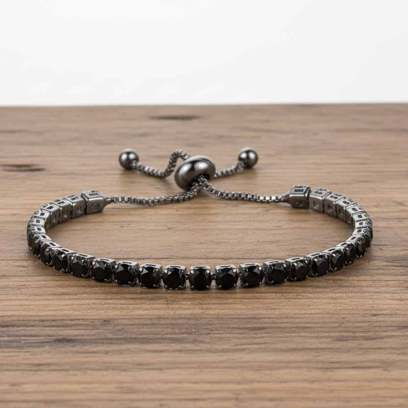 Minimalist Black Crystal Steampunk Bracelet