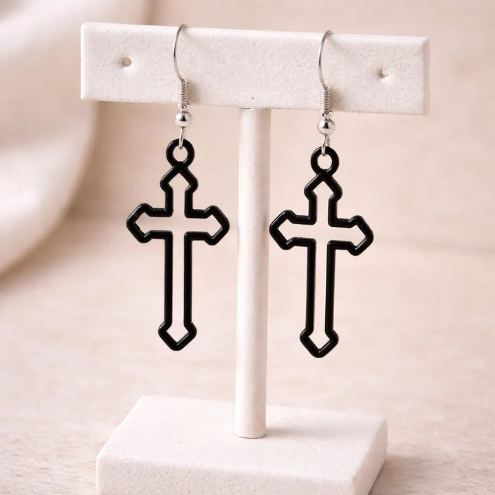 Minimalist Cross Steampunk Earrings