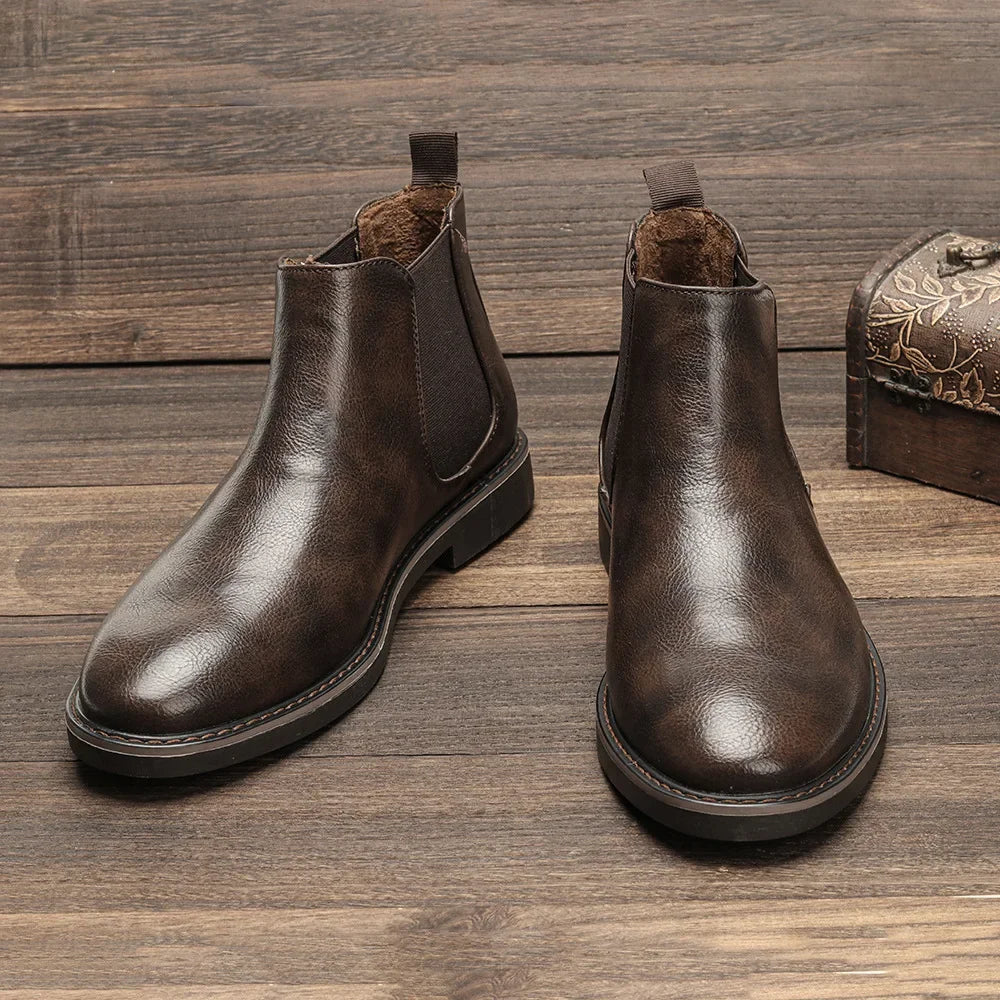 Minimalist Men's Steampunk Leather Ankle Boots