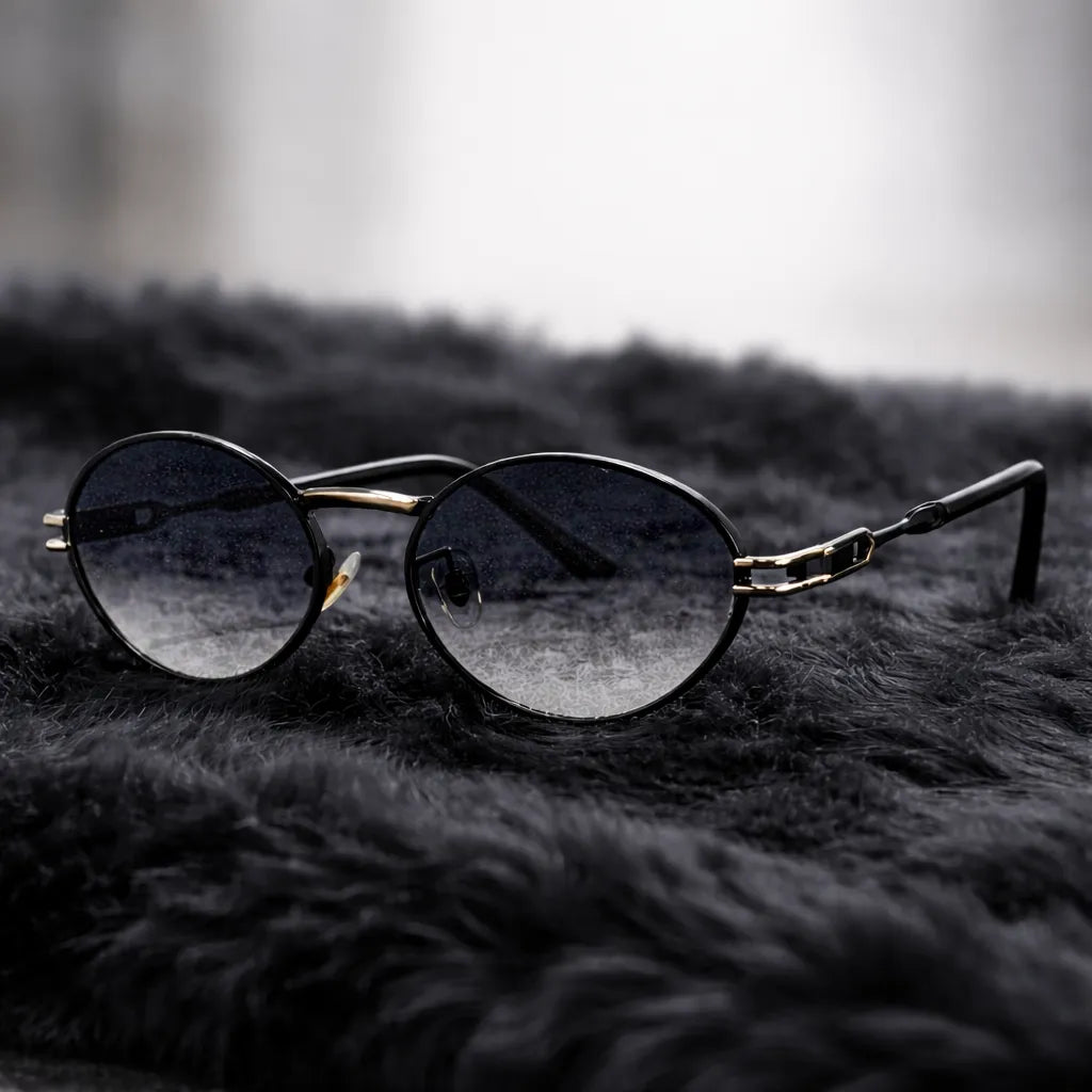 Minimalist Oval Steampunk Sunglasses