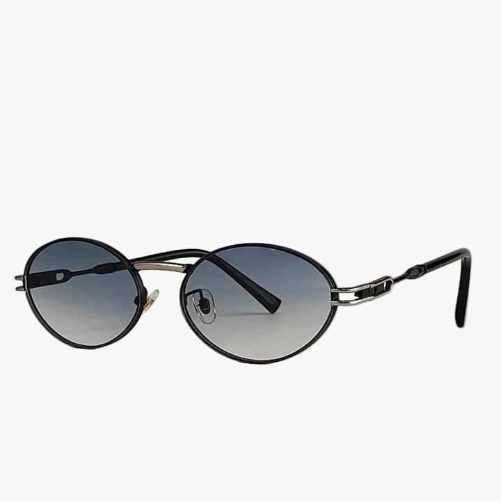 Minimalist Oval Steampunk Sunglasses Blue