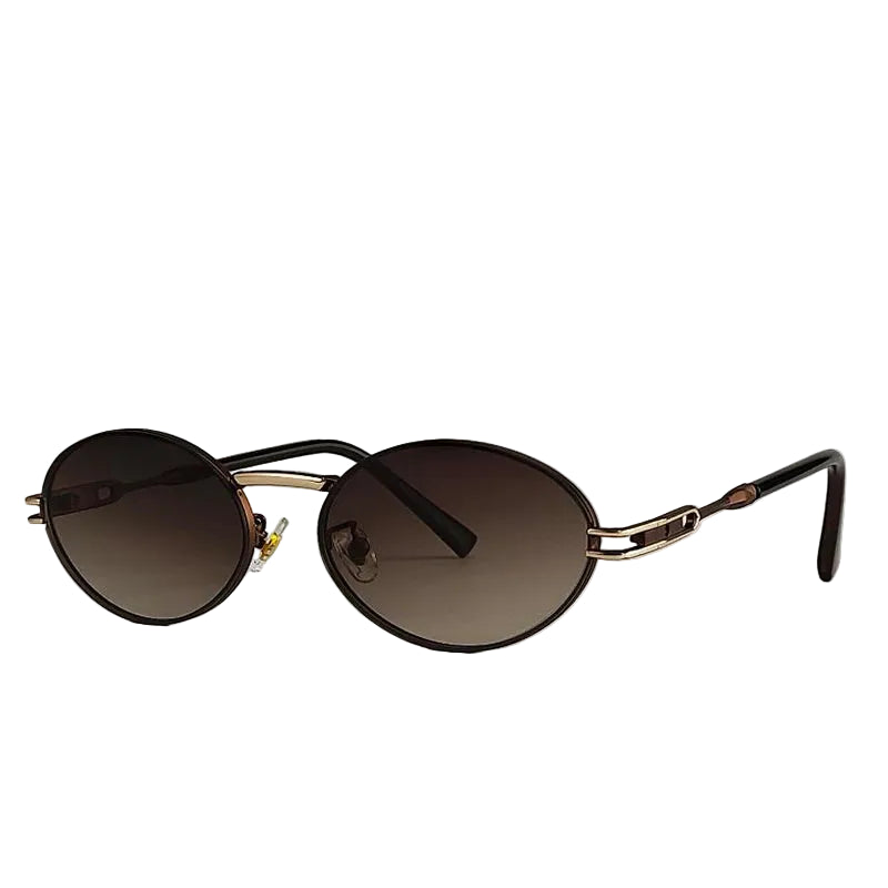 Minimalist Oval Steampunk Sunglasses Brown