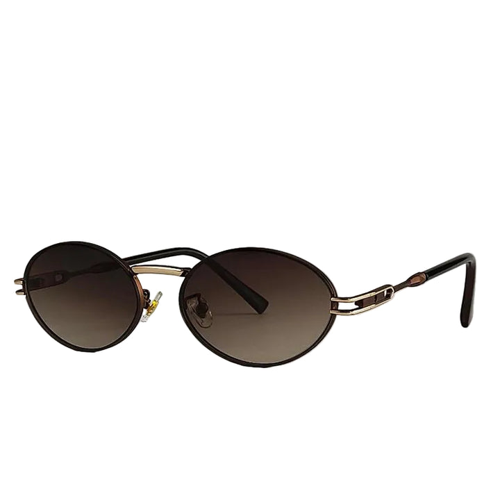Minimalist Oval Steampunk Sunglasses Brown