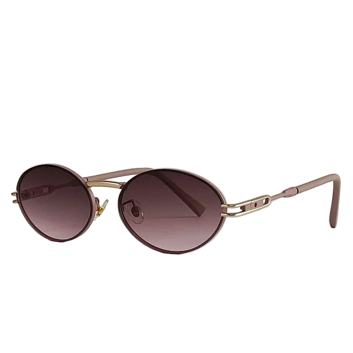 Minimalist Oval Steampunk Sunglasses Pink