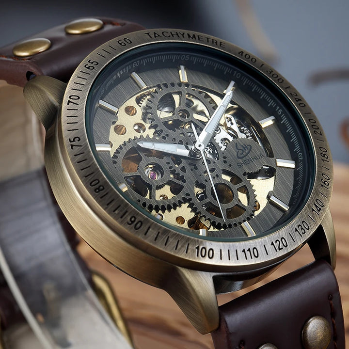 Minimalist Retro Steampunk Wristwatch sleek