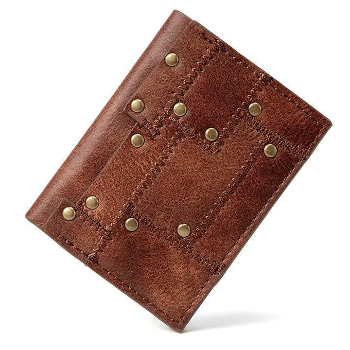 Minimalist Riveted Steampunk Wallet Brown