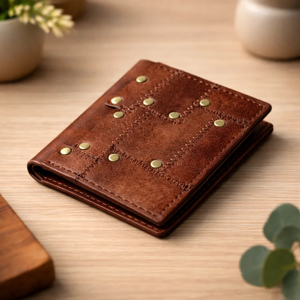 Minimalist Riveted Steampunk Wallet Pocket 