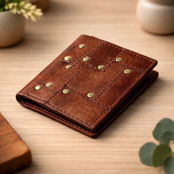Minimalist Riveted Steampunk Wallet Pocket 