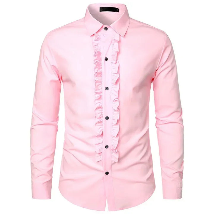 Minimalist Ruffled Steampunk Shirt pink