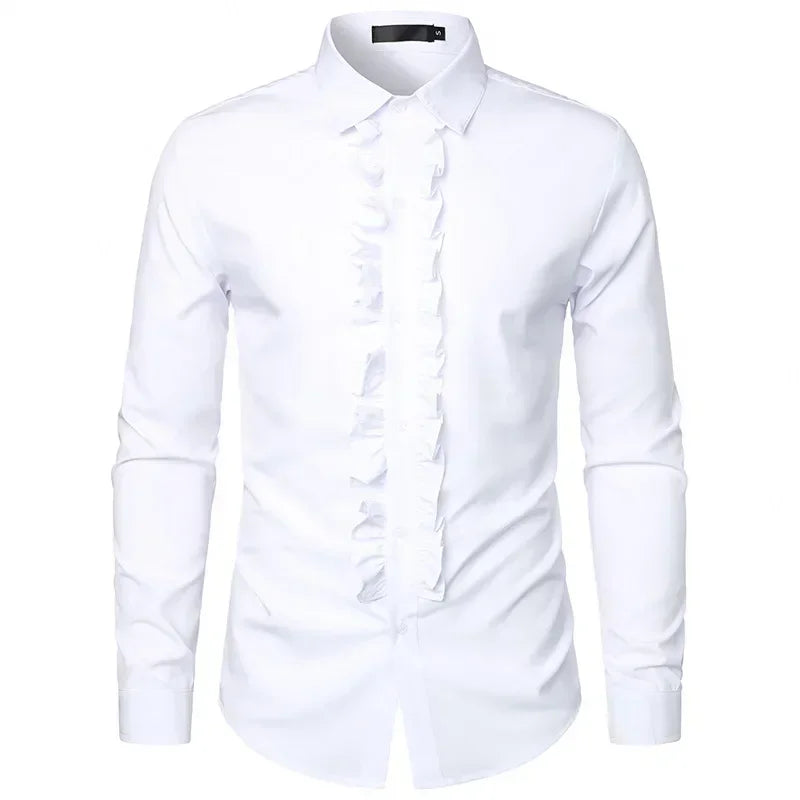 Minimalist Ruffled Steampunk Shirt white