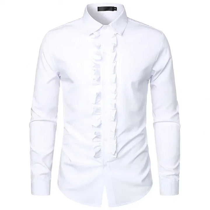 Minimalist Ruffled Steampunk Shirt white