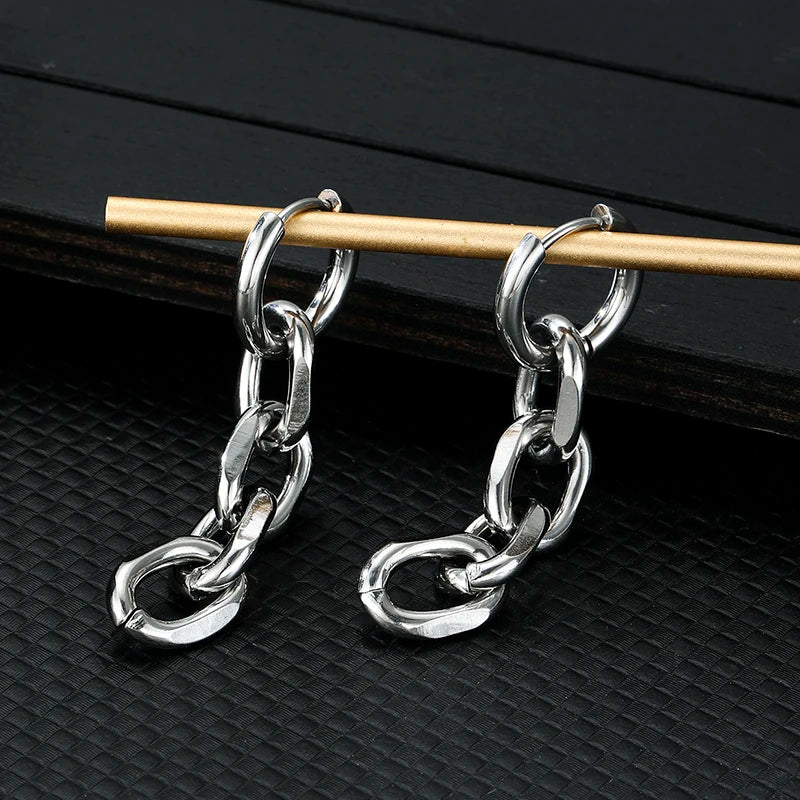 Minimalist Steampunk Chain Earrings