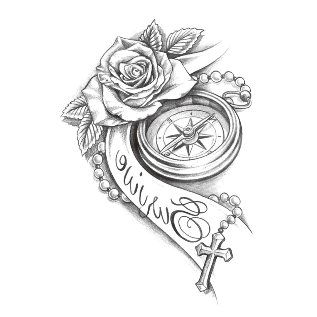 Minimalist Steampunk Compass Tattoo chic