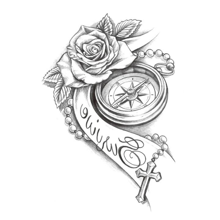 Minimalist Steampunk Compass Tattoo chic