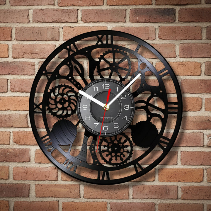 Minimalist Steampunk Gear Clock Vinyl Record