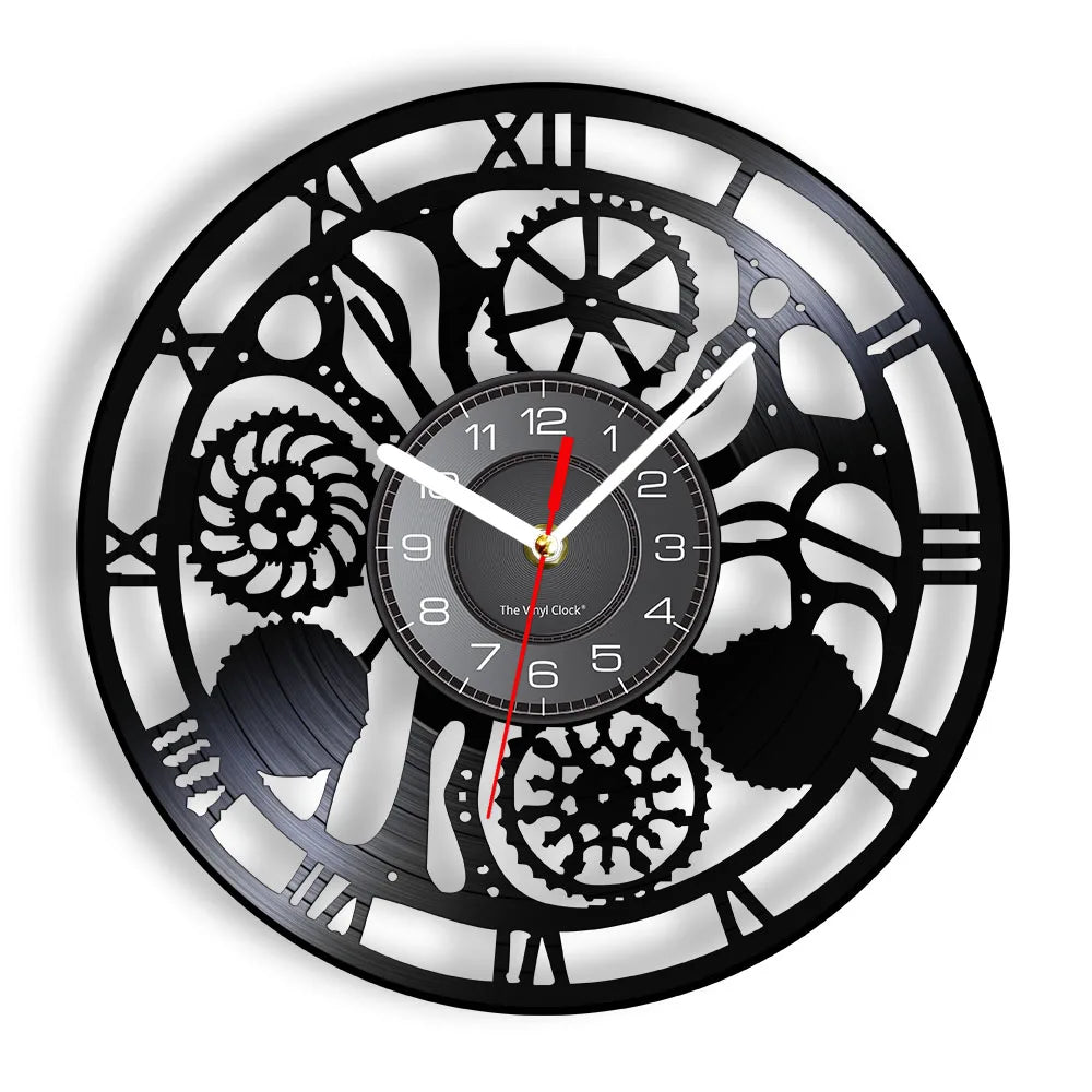 Minimalist Steampunk Gear Clock Vinyl Record fashion