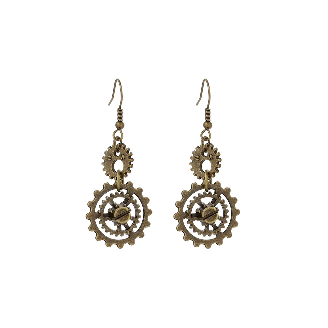 Minimalist Steampunk Gear Earrings chic