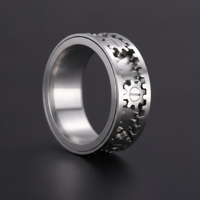 Minimalist Steampunk Gear Ring