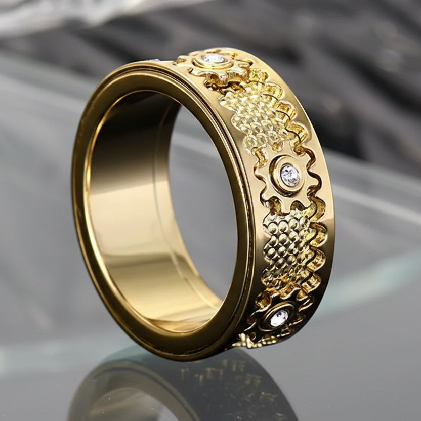 Minimalist Steampunk Gear Ring Design