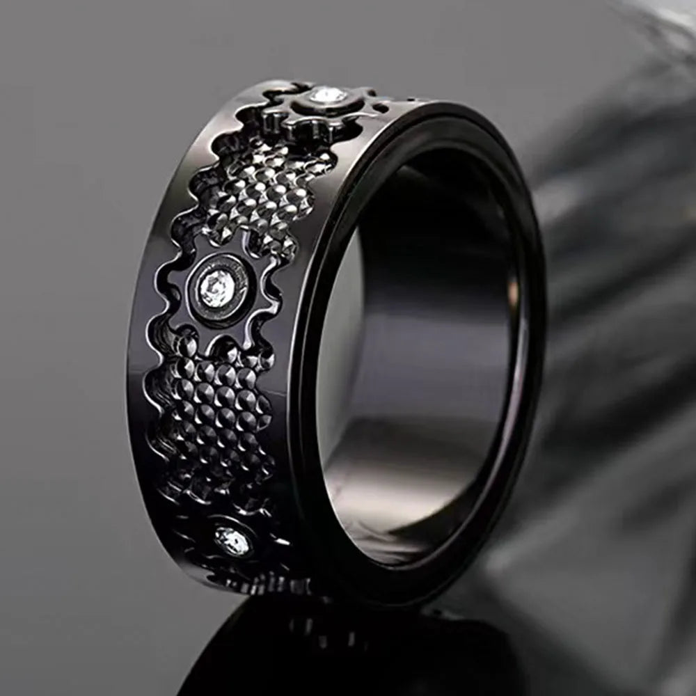 Minimalist Steampunk Gear Ring sleek