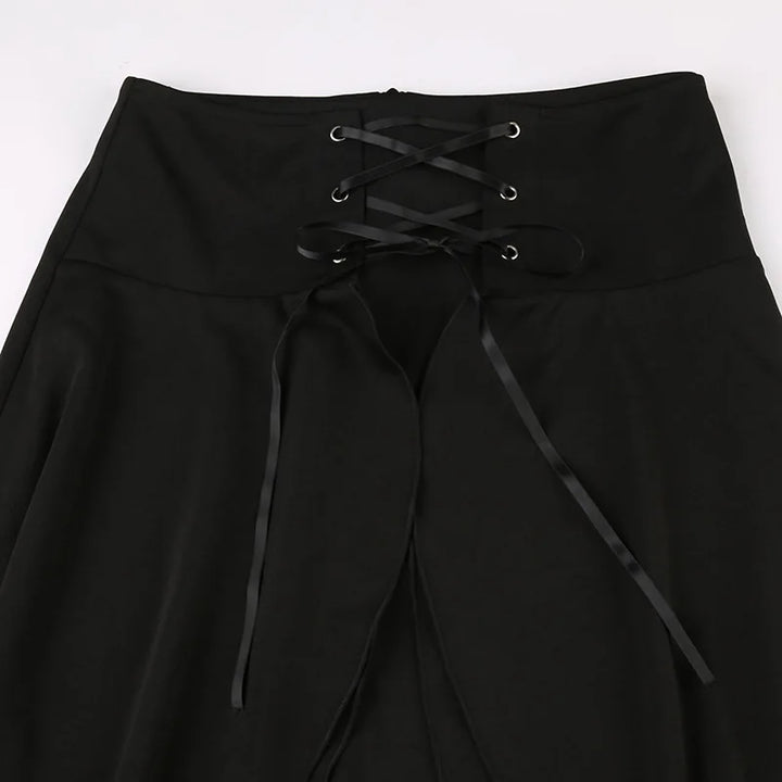 Minimalist Steampunk Lace-up Skirt edgy