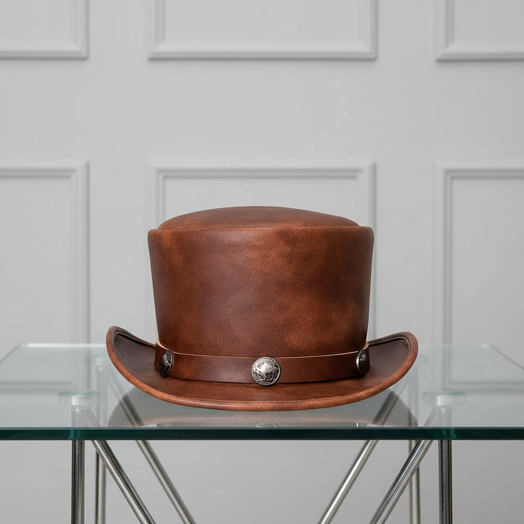 Minimalist Steampunk Leather Hat
