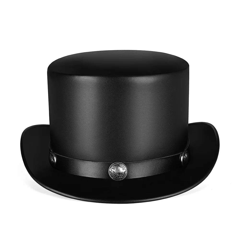 Minimalist Steampunk Leather Hat Black