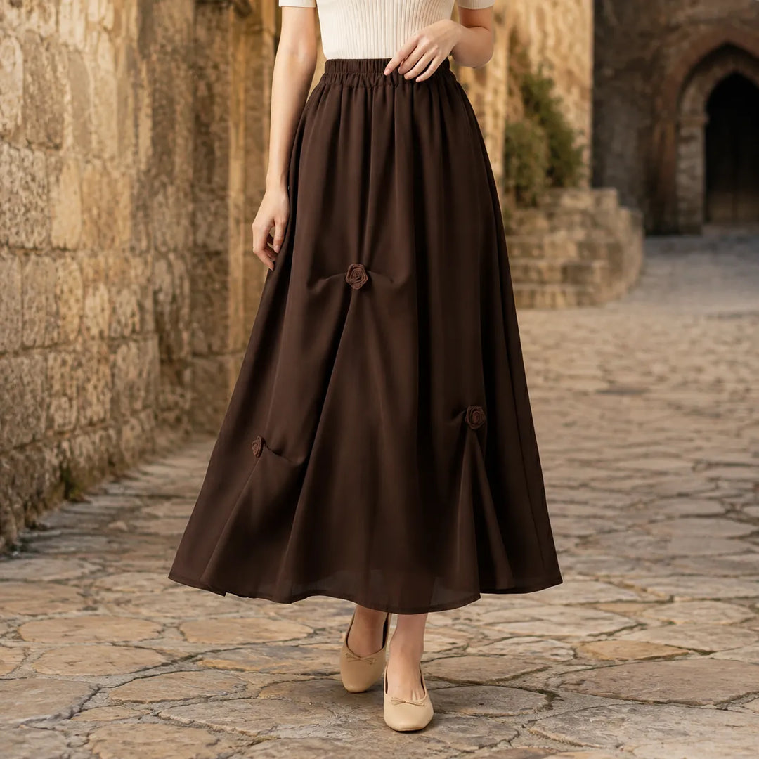 Minimalist Steampunk Skirt With Flowers