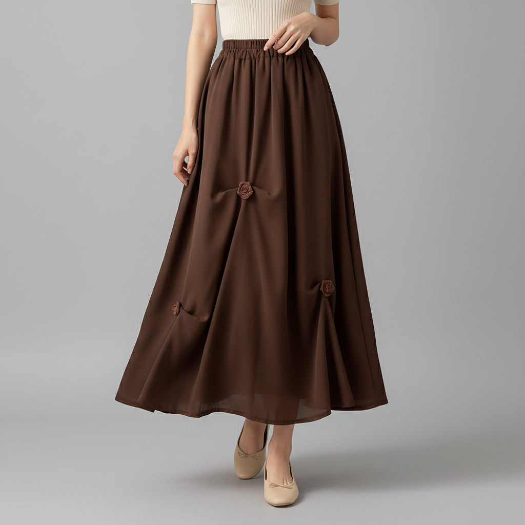 Minimalist Steampunk Skirt With Flowers