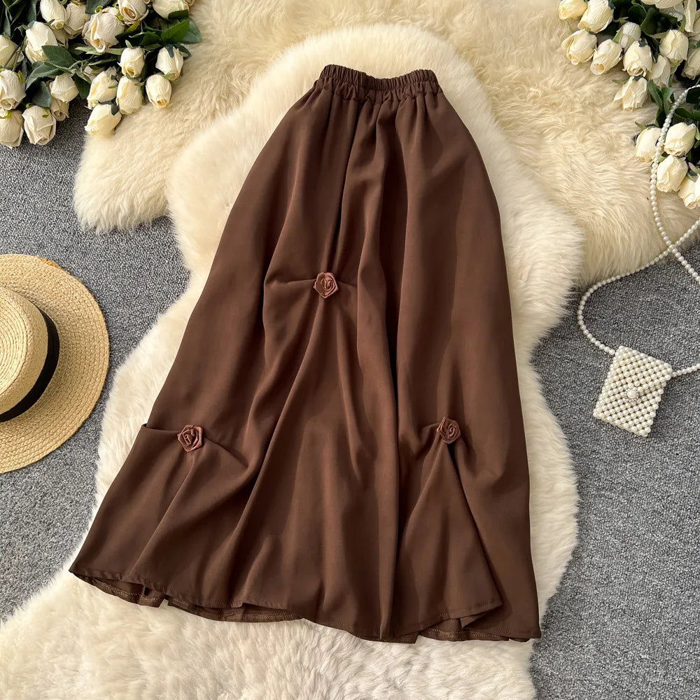 Minimalist Steampunk Skirt With Flowers chic