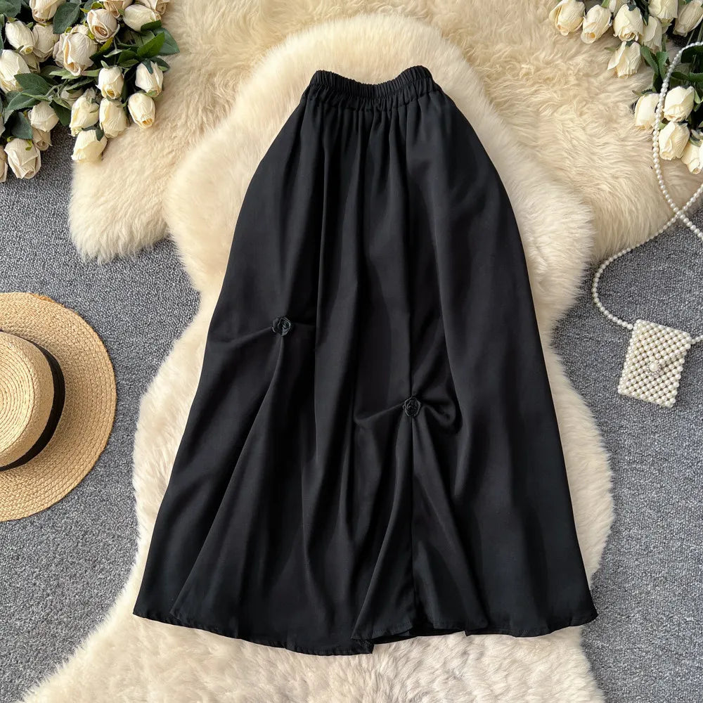 Minimalist Steampunk Skirt With Flowers elegant