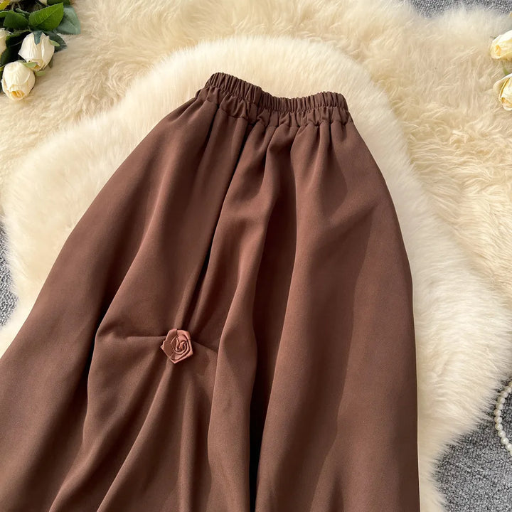 Minimalist Steampunk Skirt With Flowers stylish