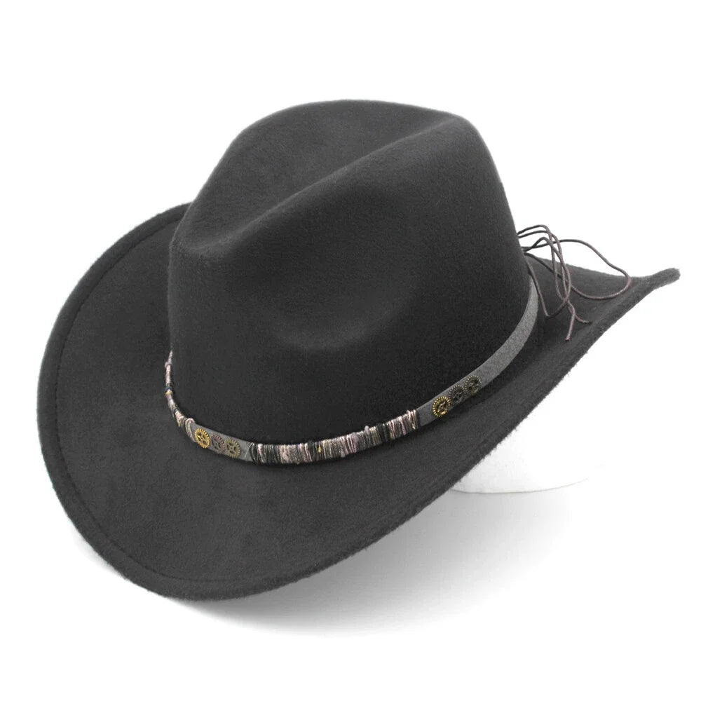 Minimalist Steapunk Cowboy Hat Black