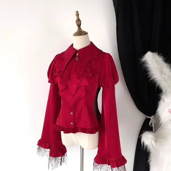 Minimalist Victorian Steampunk Shirt Red