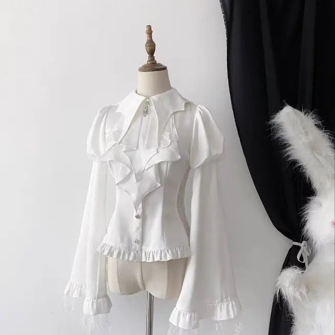 Minimalist Victorian Steampunk Shirt White