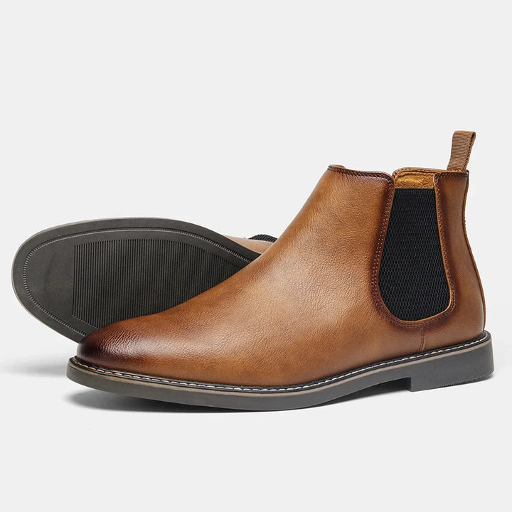 Minimalist men's steampunk leather ankle boots durable