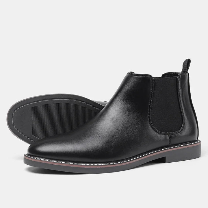 Minimalist men's steampunk leather ankle boots modern