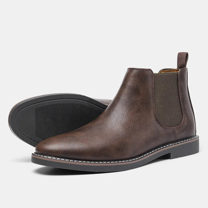 Minimalist men's steampunk leather ankle boots premium