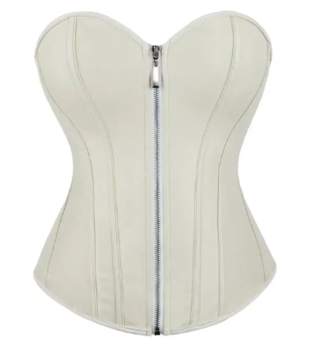Minimalist steampunk Corset With a Zipper Beige