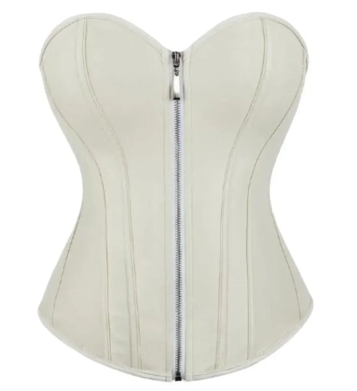 Minimalist steampunk Corset With a Zipper Beige