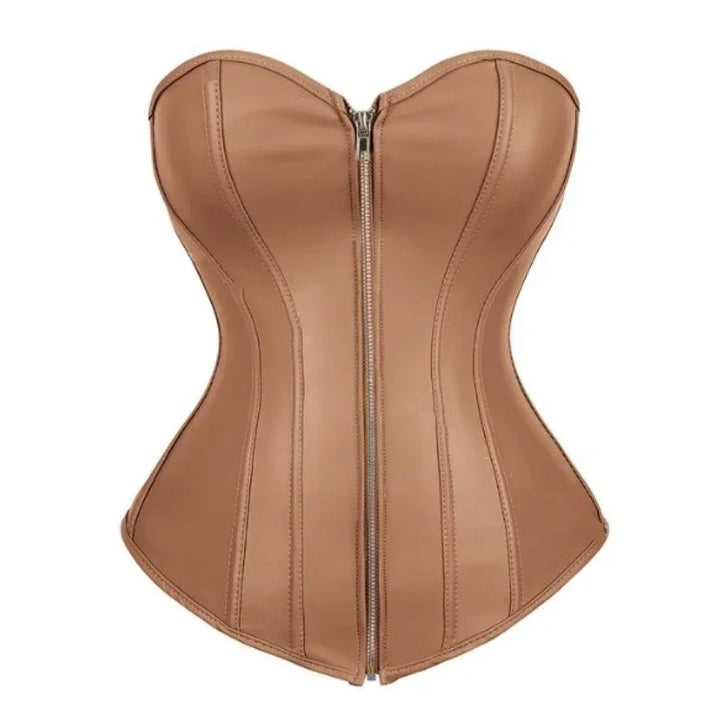 Minimalist steampunk Corset With a Zipper Brown